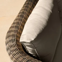 Salon de jardin en résine tressée 5 places 4 pcs Calvi Sepia et taupe