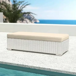 Salon de jardin en résine tressée 9 places 9 pcs Palma Blanc et beige