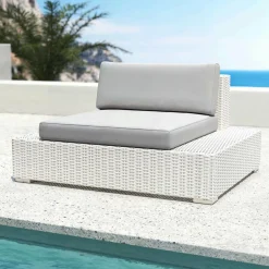 Salon de jardin en résine tressée 9 places 9 pcs Palma Blanc et gris