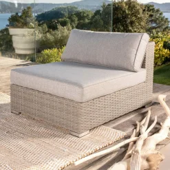 Salon de jardin en résine tressée 9 places 9 pcs Palma Gris et taupe
