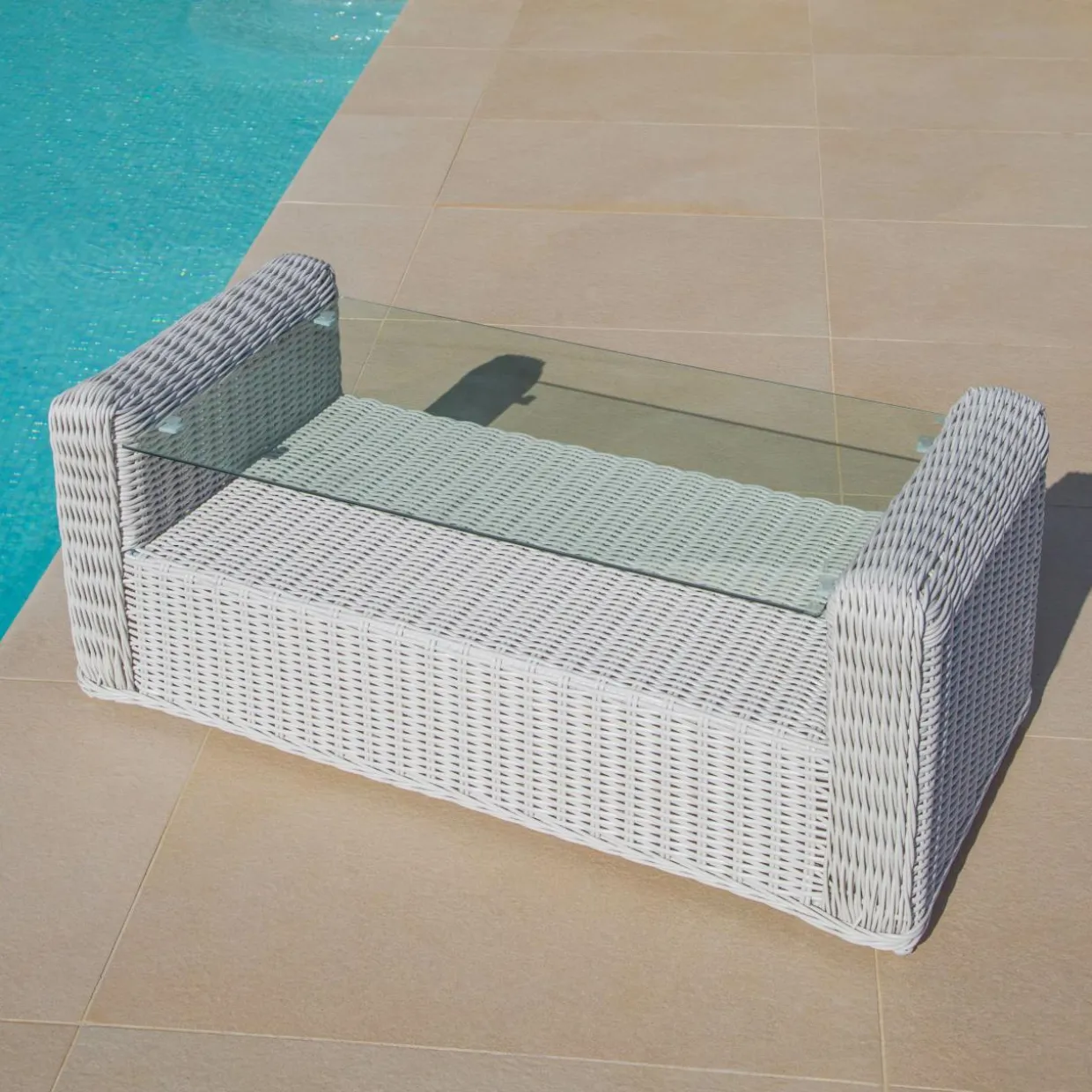 Salon de jardin en résine tressée 4 places 4 pcs Calvi Blanc