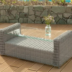 Salon de jardin en résine tressée 5 places 4 pcs Calvi Gris et gris clair
