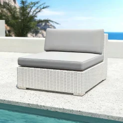 Salon de jardin en résine tressée 2 places 3 pcs Palma Blanc et gris
