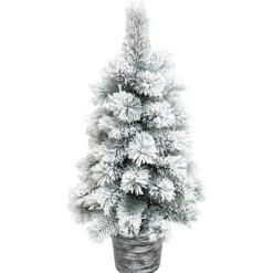 Sapin artificiel de Noël en pot (H70 cm) Windy Peak Vert enneigé