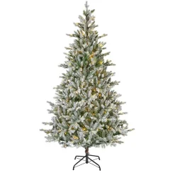 Sapin de Noël artificiel lumineux 430 LED (H210 cm) Allix Vert enneigé
