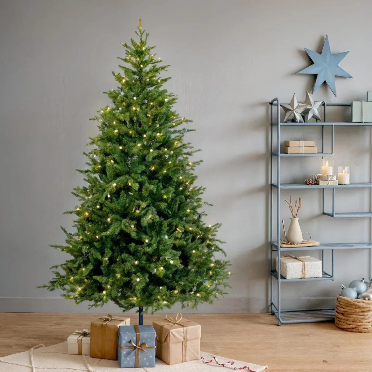 Sapin de Noël artificiel lumineux 350 LED (H180 cm) Idaho Vert sapin