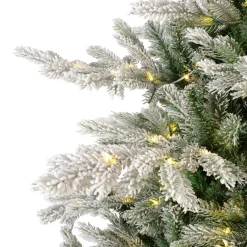 Sapin de Noël artificiel lumineux 400 LED (H180 cm) Glorious Vert enneigé