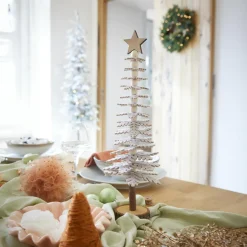 Sapin de Noël en feutrine à poser (H37 cm) Esprit chalet Gris