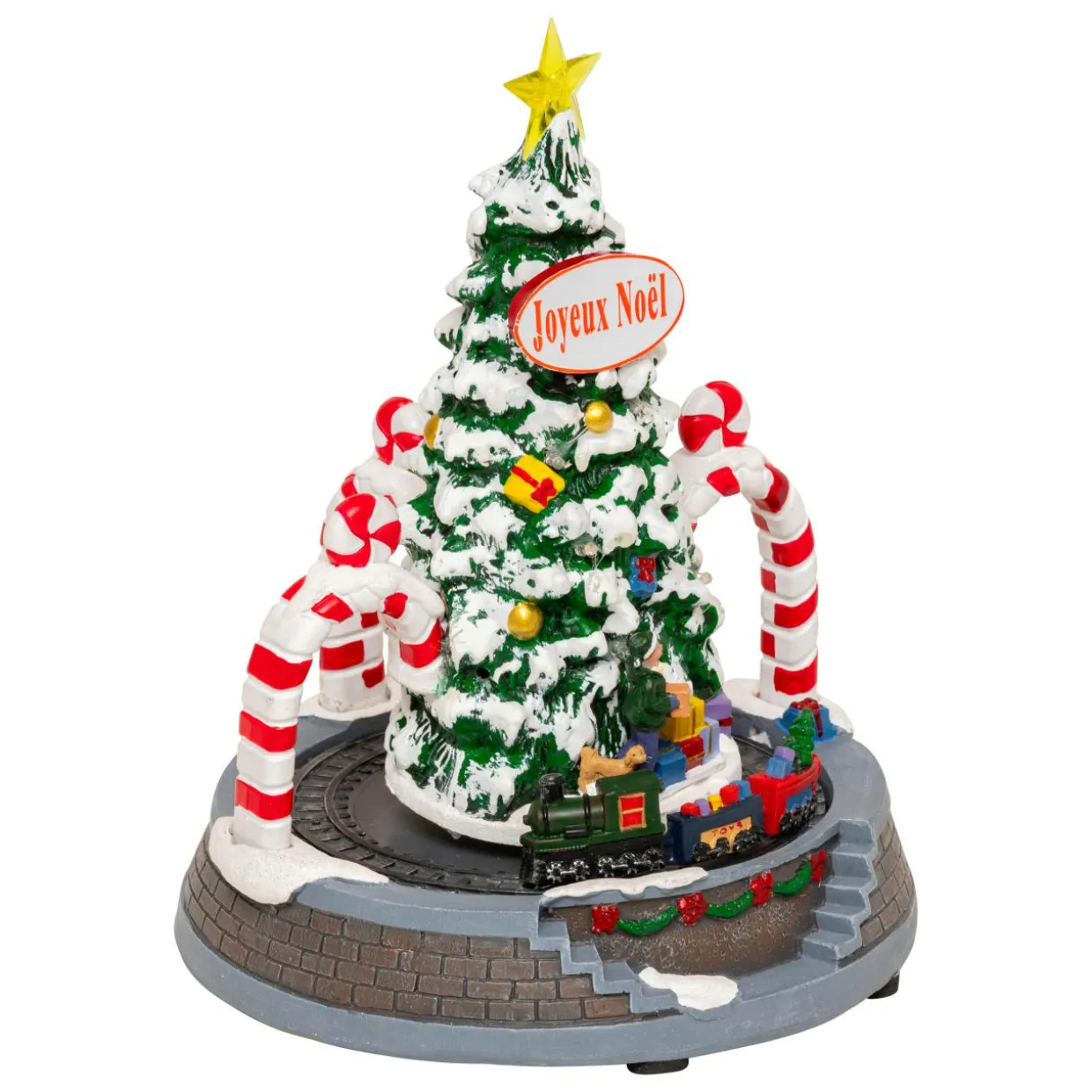 Sapin de Noël lumineux et animé à piles (H24 cm) Arches sucre d'orge