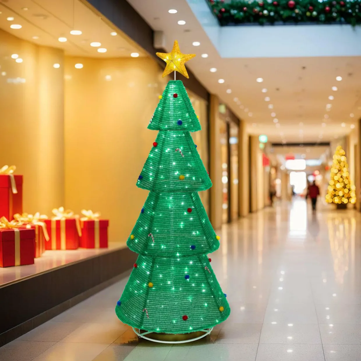 Sapin de Noël lumineux 200 LED (H188 cm) Grande étoile Blanc froid