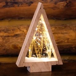 Sapin de Noël lumineux à piles 40 LED (H47 cm) Wood Blanc chaud