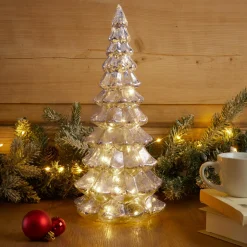 Sapin de Noël lumineux à piles 20 LED (H32 cm) Eternel Argent