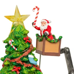 Sapin de Noël musical et animé (H39 cm) Père Noël en nacelle