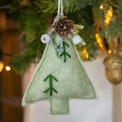 Sapin en feutrine à suspendre (H13 cm) Alpin Menthe blanche