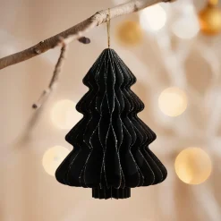 Sapin en papier à suspendre (H15 cm) fermeture Magnétique Noir