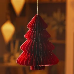 Sapin en papier à suspendre (H15 cm) fermeture Magnétique Rouge