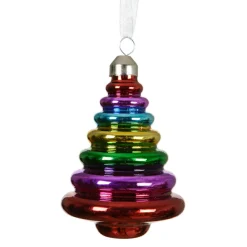 Sapin en verre à suspendre (H10 cm) Noël joyeux Multicouleur