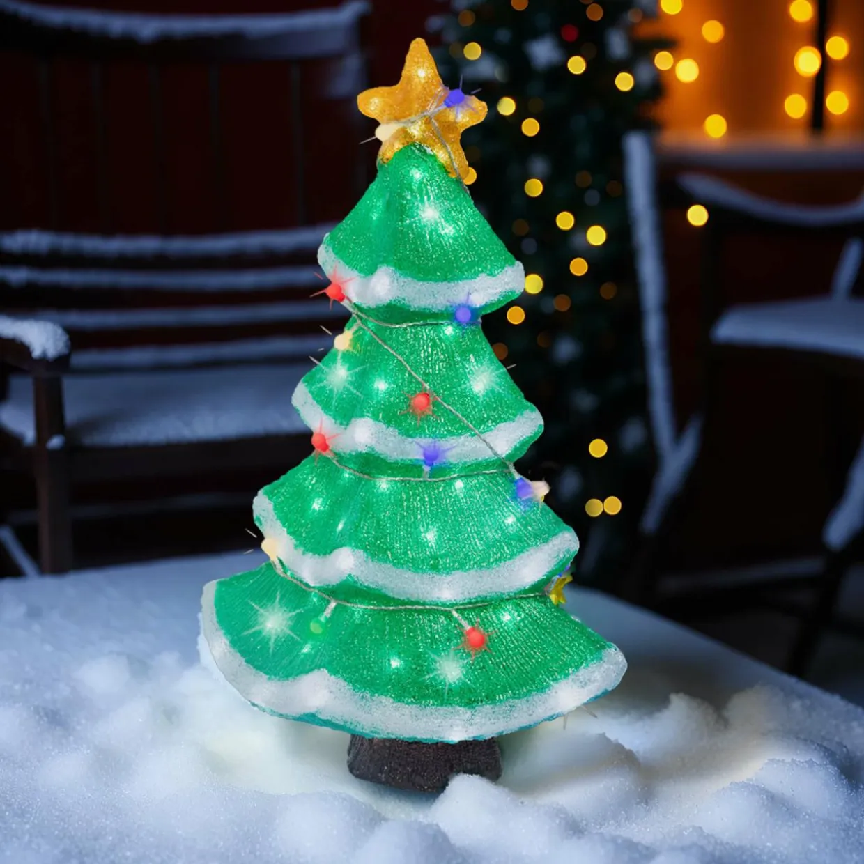 Sapin lumineux 120 LED (H56 cm) Étoile scintillante Blanc froid