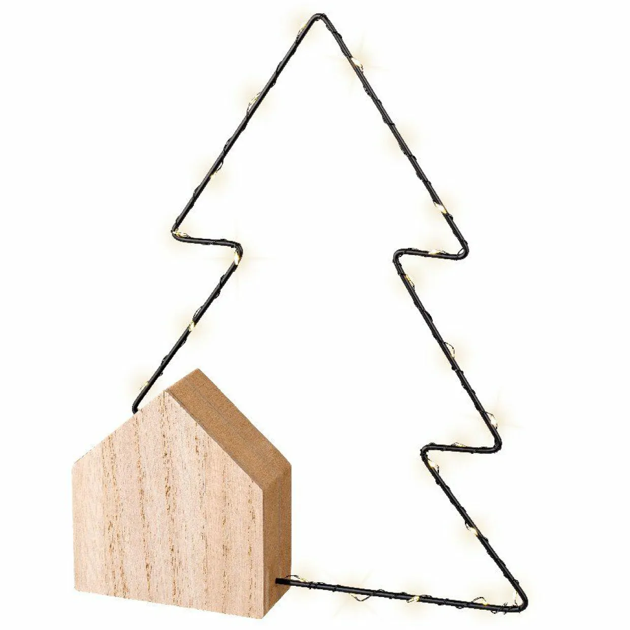 Sapin lumineux à piles 22 LED (H30 cm) Alpina Blanc chaud