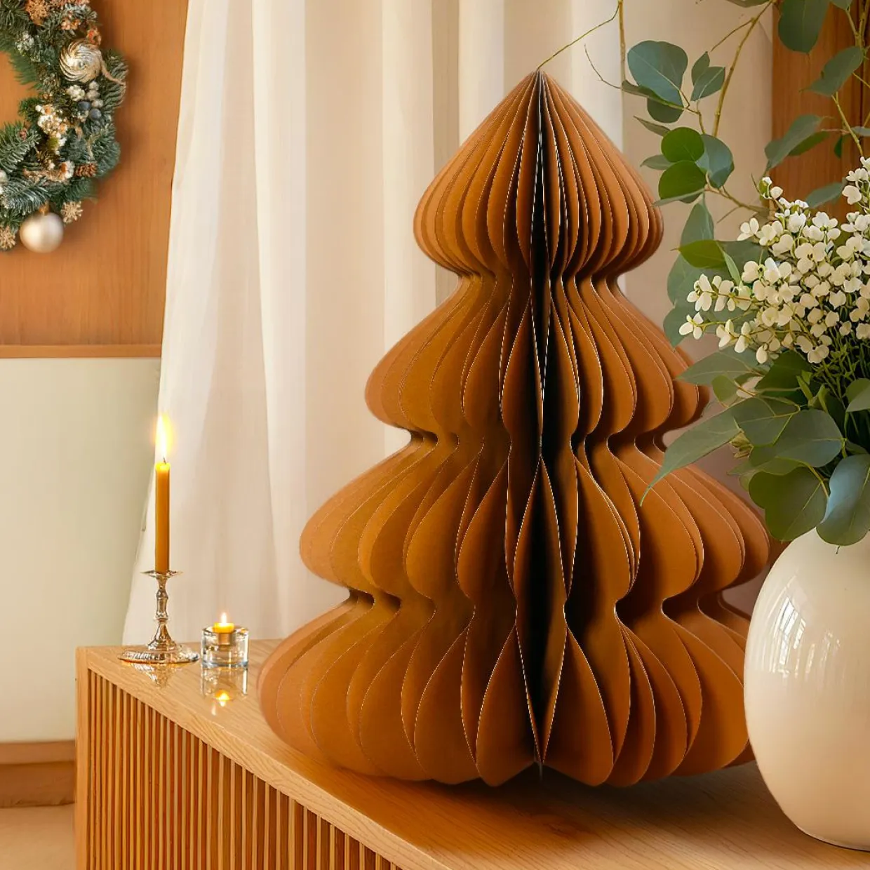 Sapin papier à poser (H60 cm) Fermeture Magnétique Brun café
