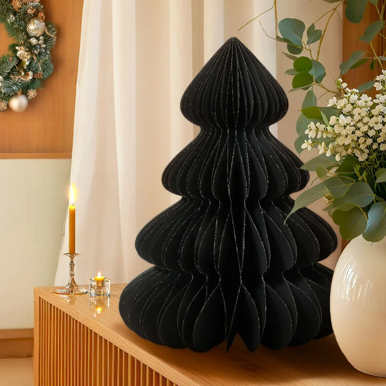 Sapin papier à poser (H60 cm) Fermeture Magnétique Noir