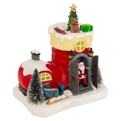 Scène de vie animée et musicale (H22 cm) Botte du Père Noël