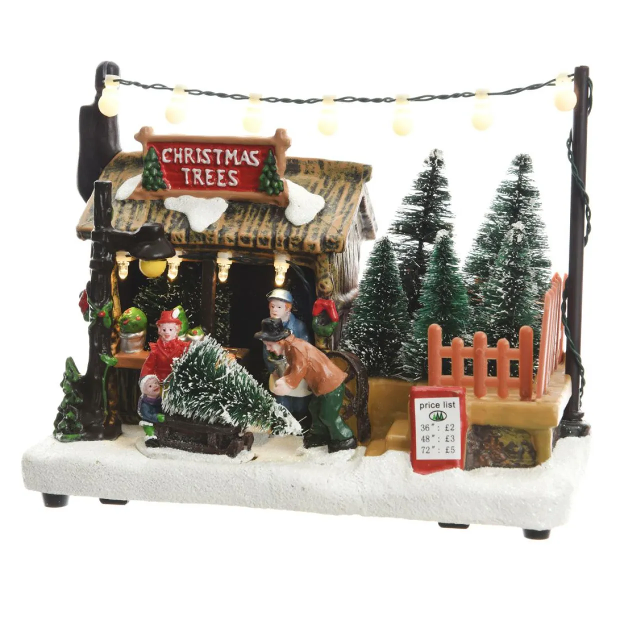 Scène de vie illuminée à piles Marché de Noël