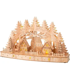Scène de vie lumineuse à piles en bois (44 x H26 cm) Paysage nordique