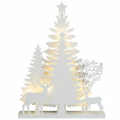 Scène lumineuse en bois à piles (H40 cm) Forêt Blanc chaud