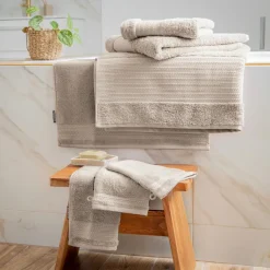 Serviette de bain coton bio (70 x 130 cm) Méline Beige pampa