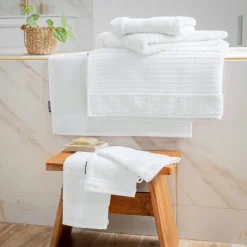 Serviette de bain coton bio (30 x 50 cm) Méline Blanc chantilly