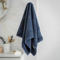 Serviette de bain coton bio (50 x 90 cm) Méline Bleu nuit