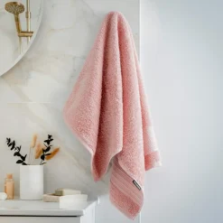 Serviette de bain coton bio (50 x 90 cm) Méline Rose pêche