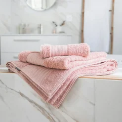 Serviette de bain coton bio (50 x 90 cm) Méline Rose pêche