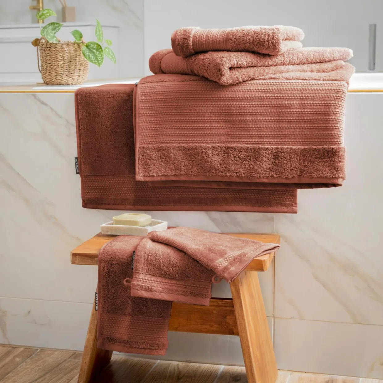 Serviette de bain coton bio (30 x 50 cm) Méline Terracotta