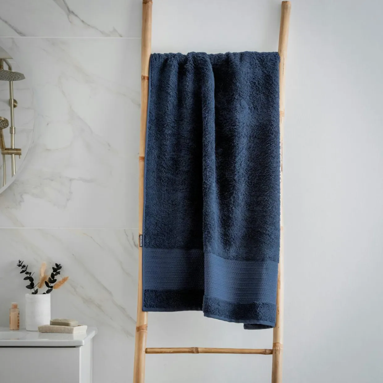Serviette de bain coton bio (70 x 130 cm) Méline Bleu nuit