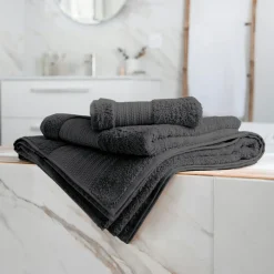 Serviette de bain coton bio (70 x 130 cm) Méline Gris orage