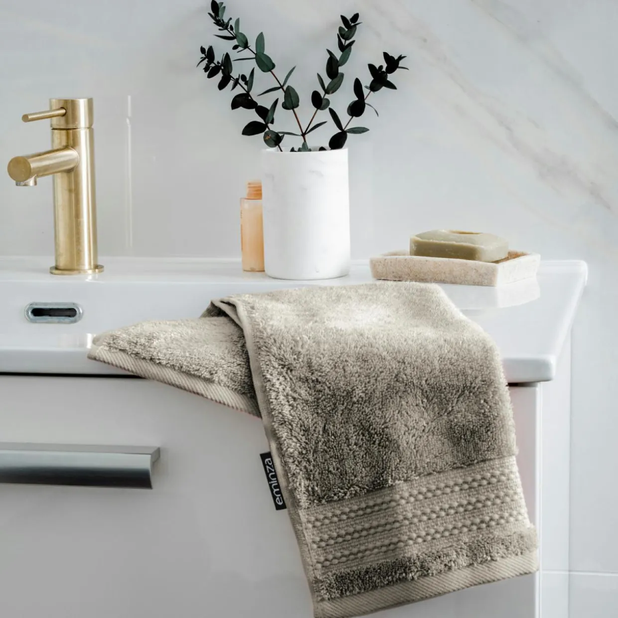 Serviette de bain coton bio (30 x 50 cm) Méline Gris argile