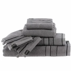 Serviette de bain coton (30 x 50 cm) Black Line Gris / noir