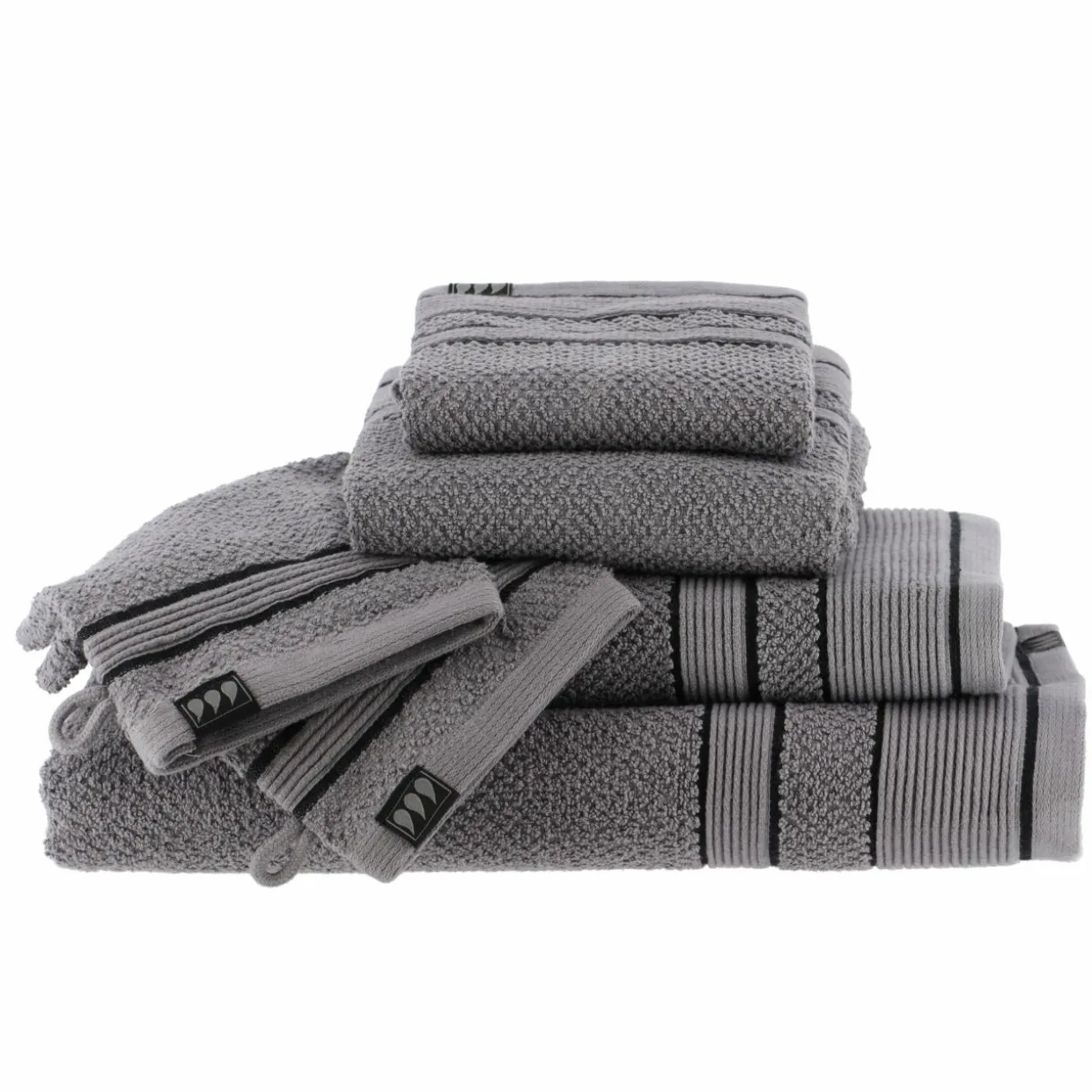 Serviette de bain coton (30 x 50 cm) Black Line Gris / noir