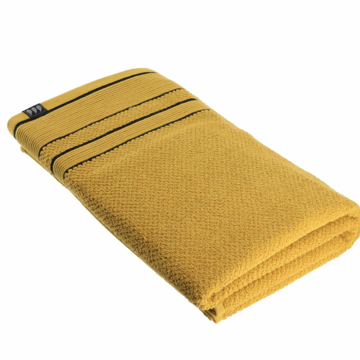 Serviette de bain coton (90 x 150 cm) Black Line Jaune ocre / noir