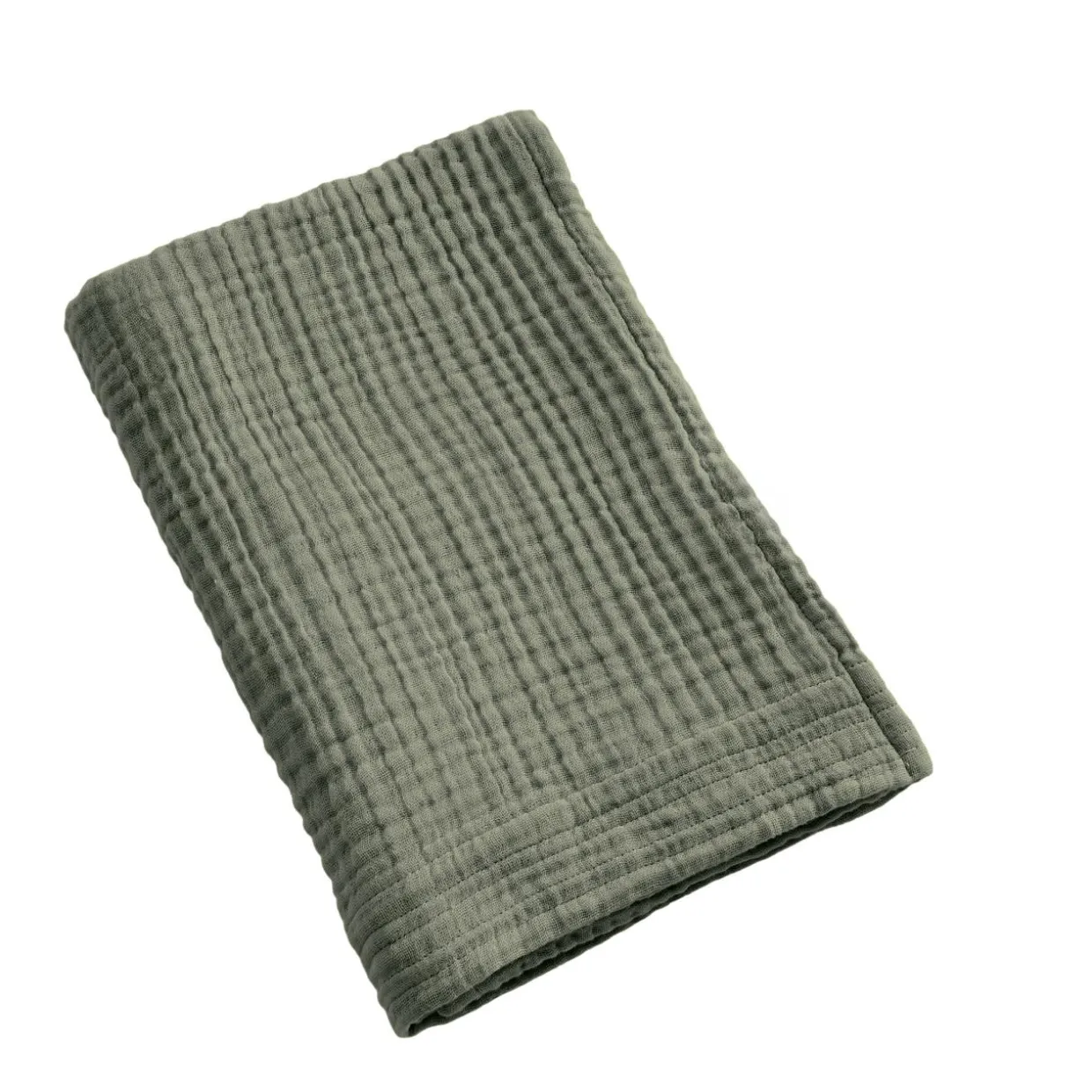 Serviette de bain gaze de coton (50 x 90 cm) Gaïa Vert romarin