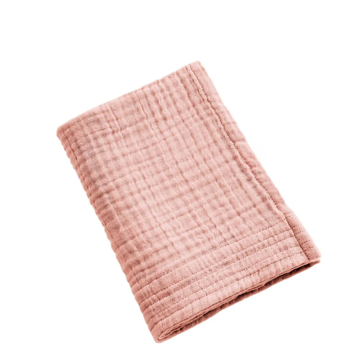 Serviette de bain gaze de coton (30 x 50 cm) Gaïa Rose pêche