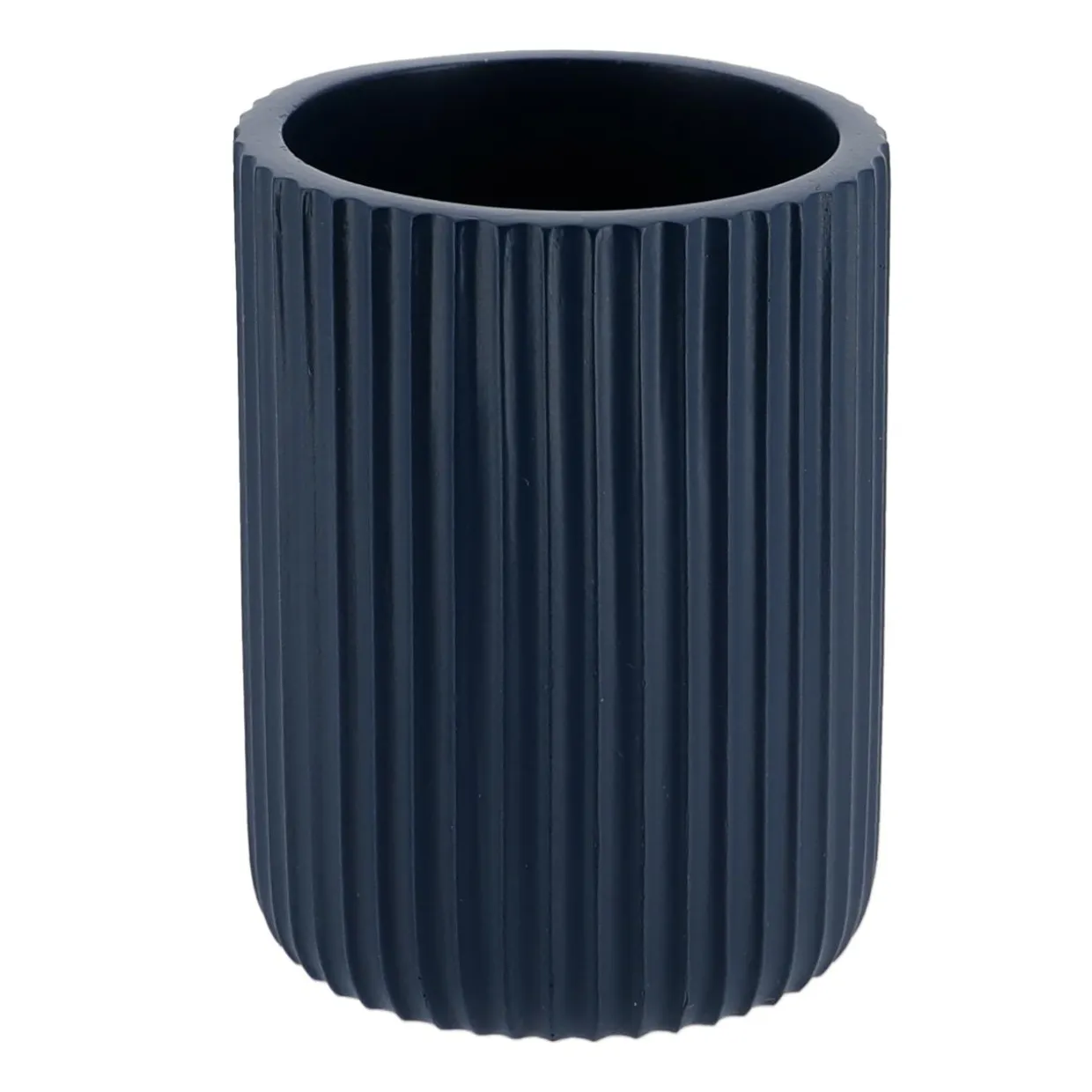 Set d'accessoires salle de bain résine Strié Bleu marine