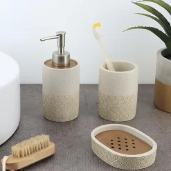 Set d'accessoires salle de bain gravé Casablanca Naturel
