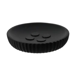 Set d'accessoires salle de bain résine Strié Noir