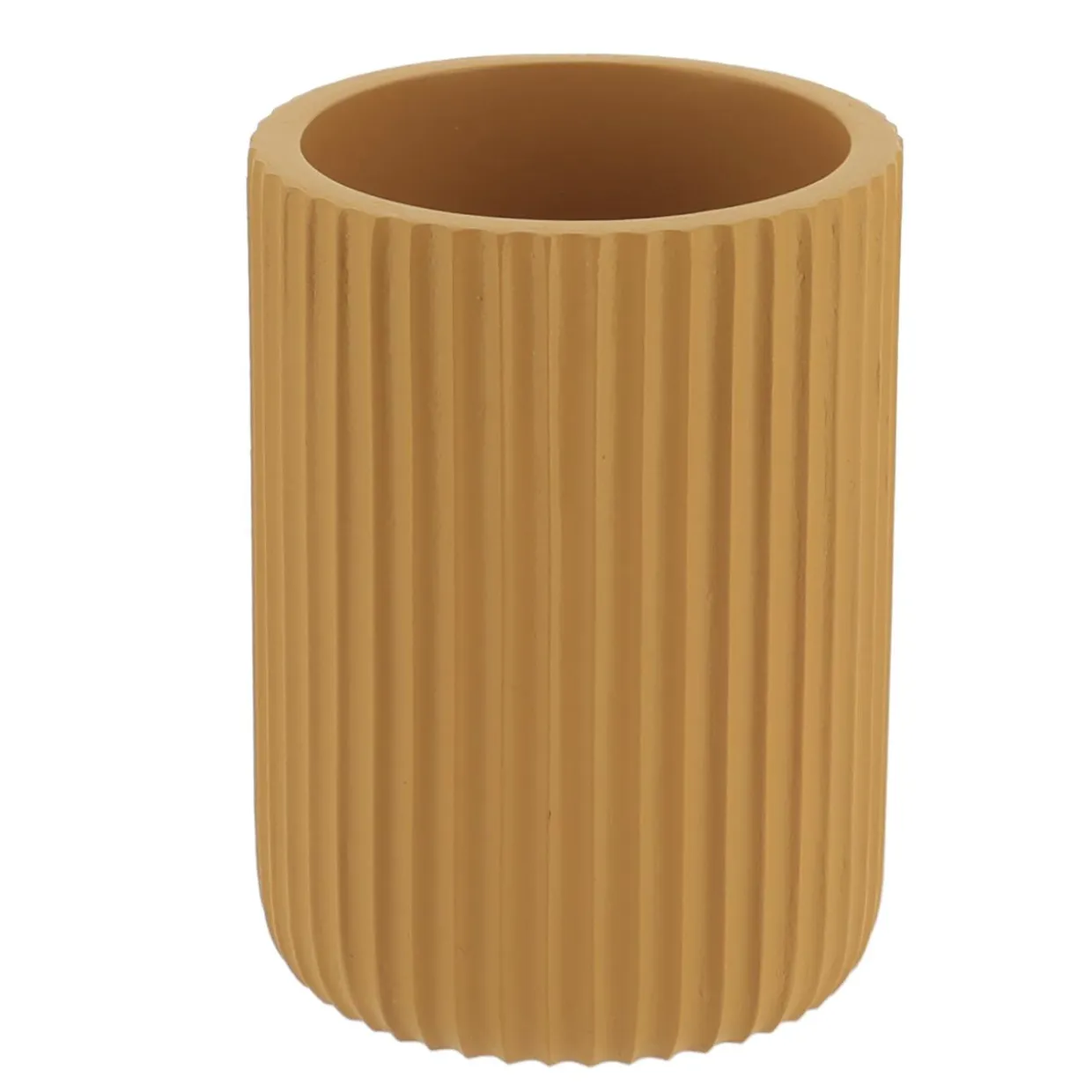 Set d'accessoires salle de bain résine Strié Jaune moutarde