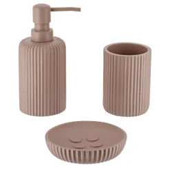 Set d'accessoires salle de bain résine Strié Cappuccino