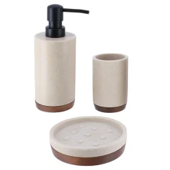 Set d'accessoires salle de bain bois Acacia Naturel