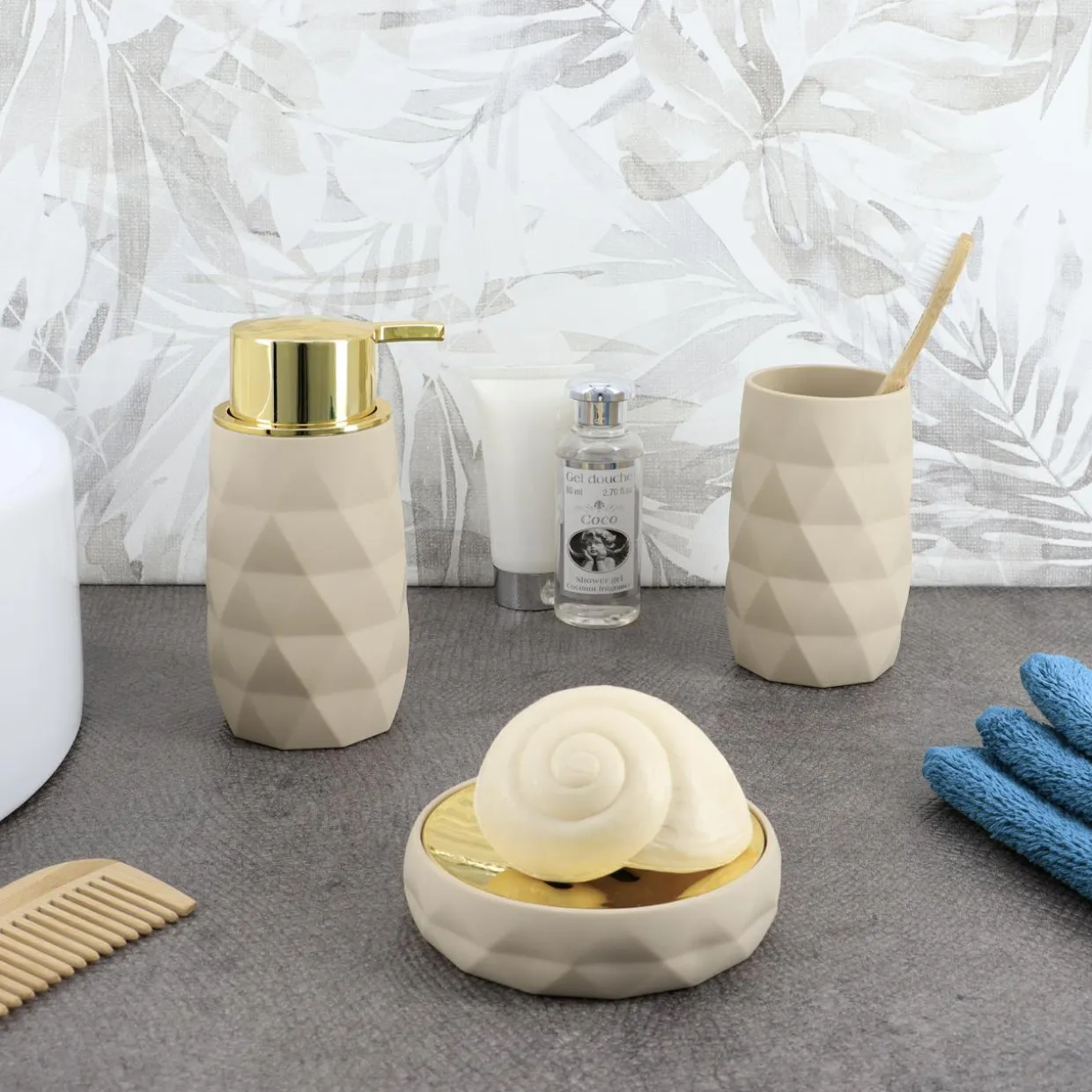 Set d'accessoires salle de bain Rubby Beige